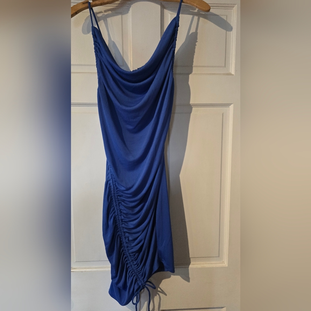 Forever 21 Blue Ruched Midi Dress